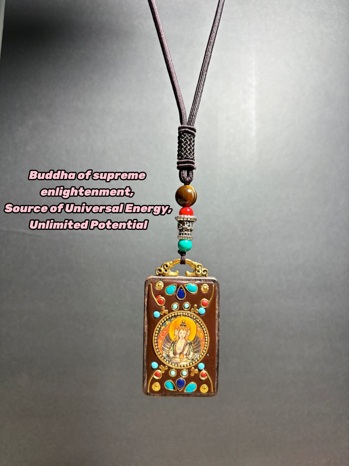 Thangka Pendant with hand-woven,Buddha of supreme enlightenment,Source of Universal Energy