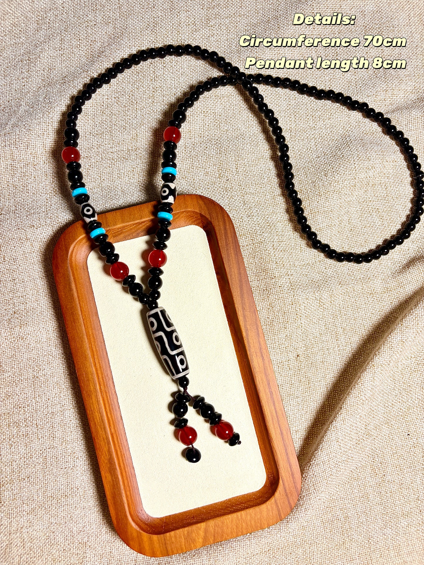 Dzi Bead Tibetan Necklace Mala Beads Necklace Nine Eyes Spiritual Shield Well-rounded and Auspicious