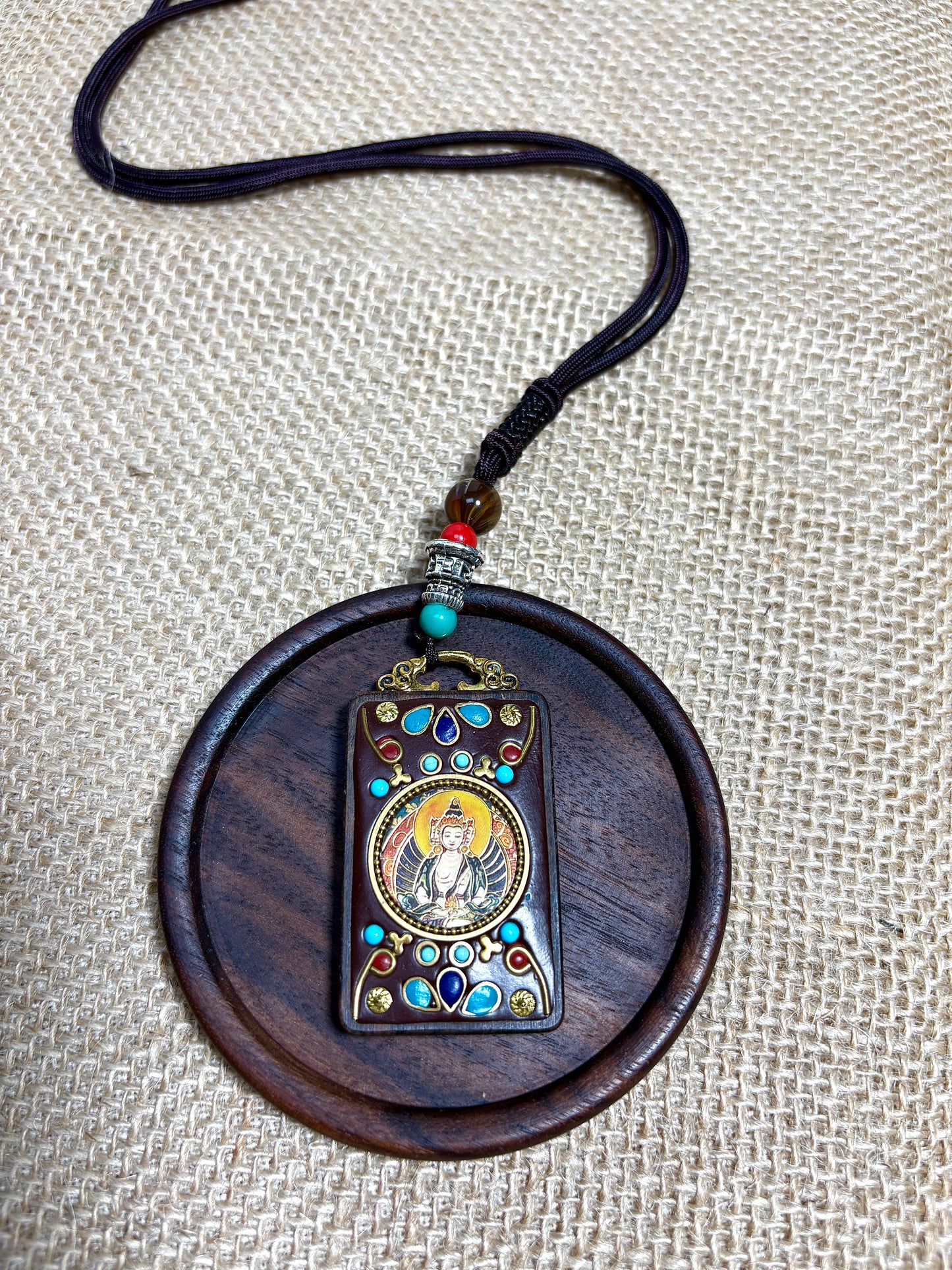 Thangka Pendant with hand-woven,Buddha of supreme enlightenment,Source of Universal Energy