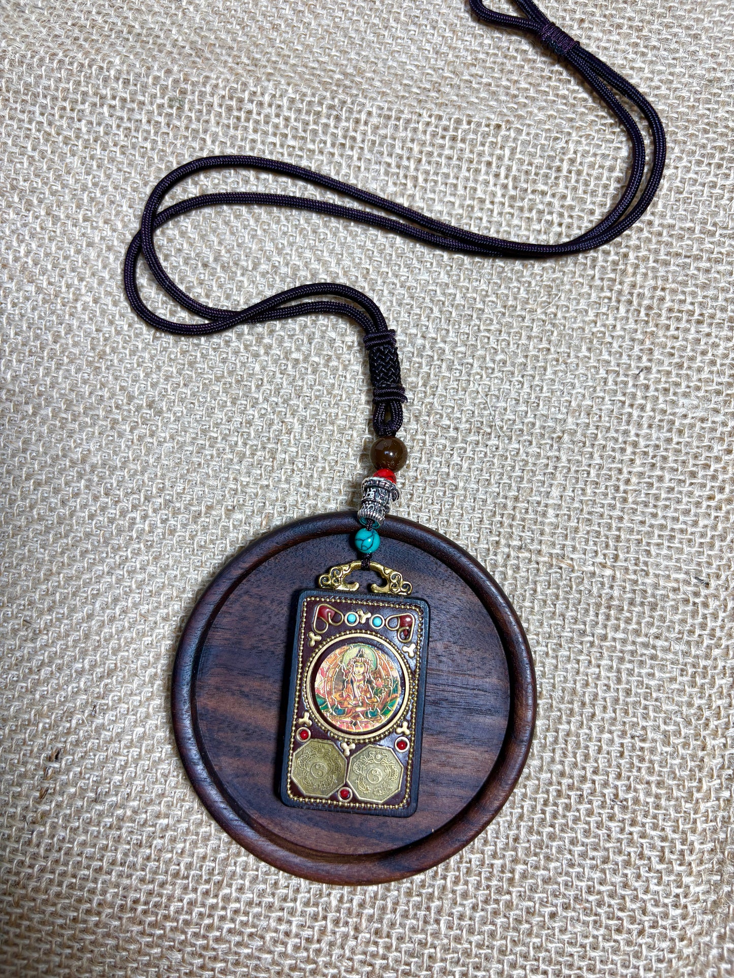 Thangka Pendant with hand-woven,Manjushri,Give wisdom,Success in your studies and works