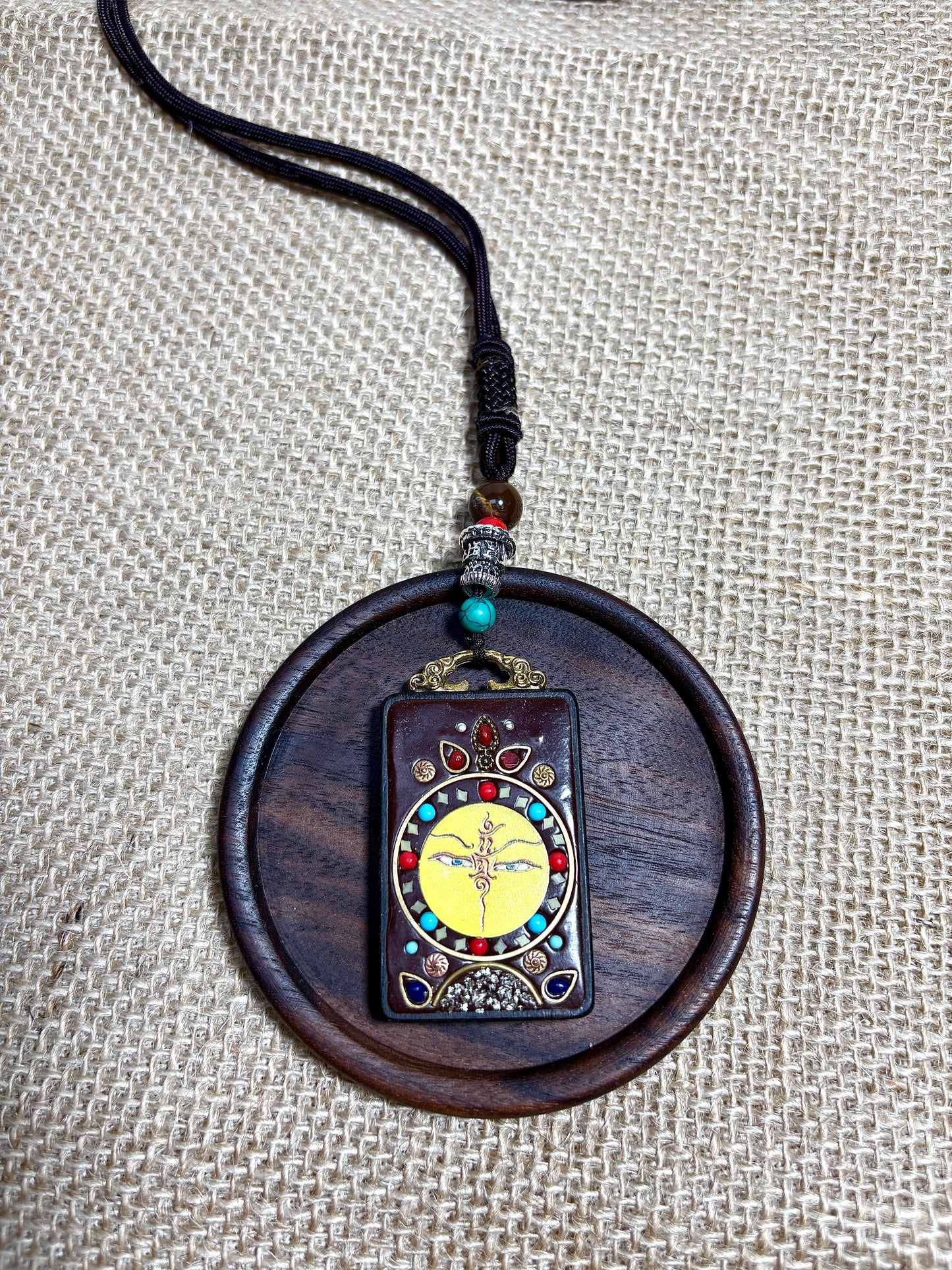 Thangka Pendant with hand-woven,Buddha's Eye,Guardian Angel