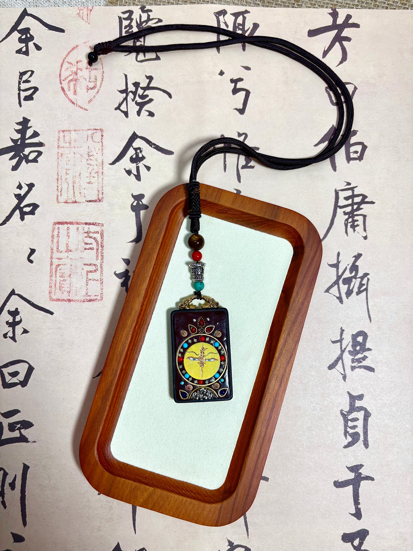 Thangka Pendant with hand-woven,Buddha's Eye,Guardian Angel