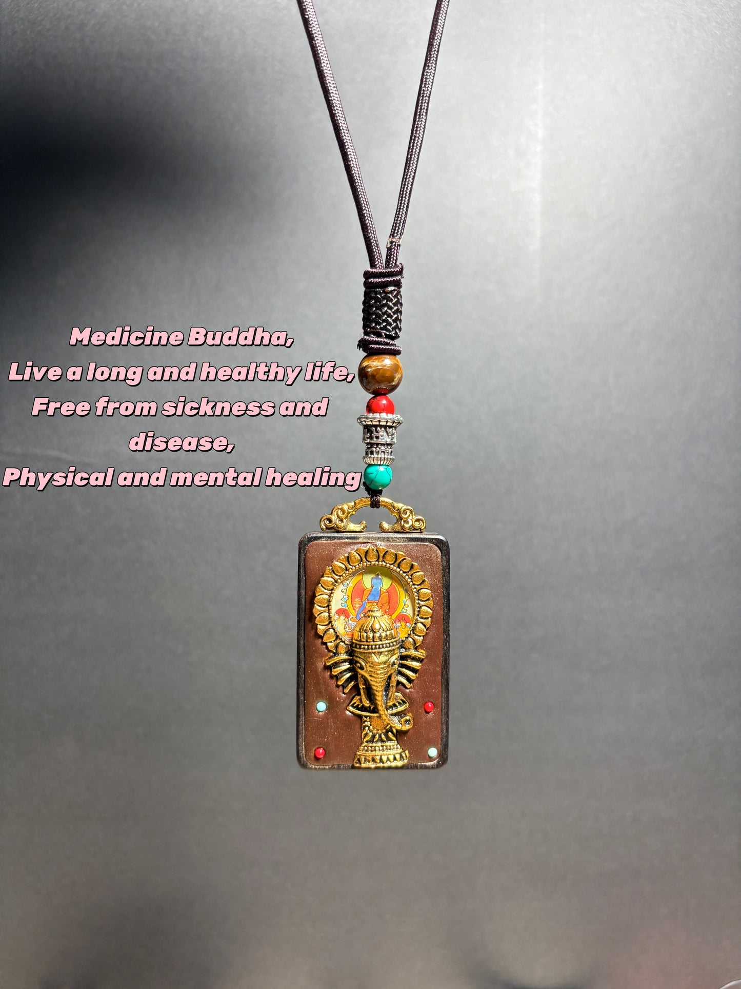 Thangka Pendant with hand-woven,Medicine Buddha,Live a long and healthy life,Free from sickness and disease