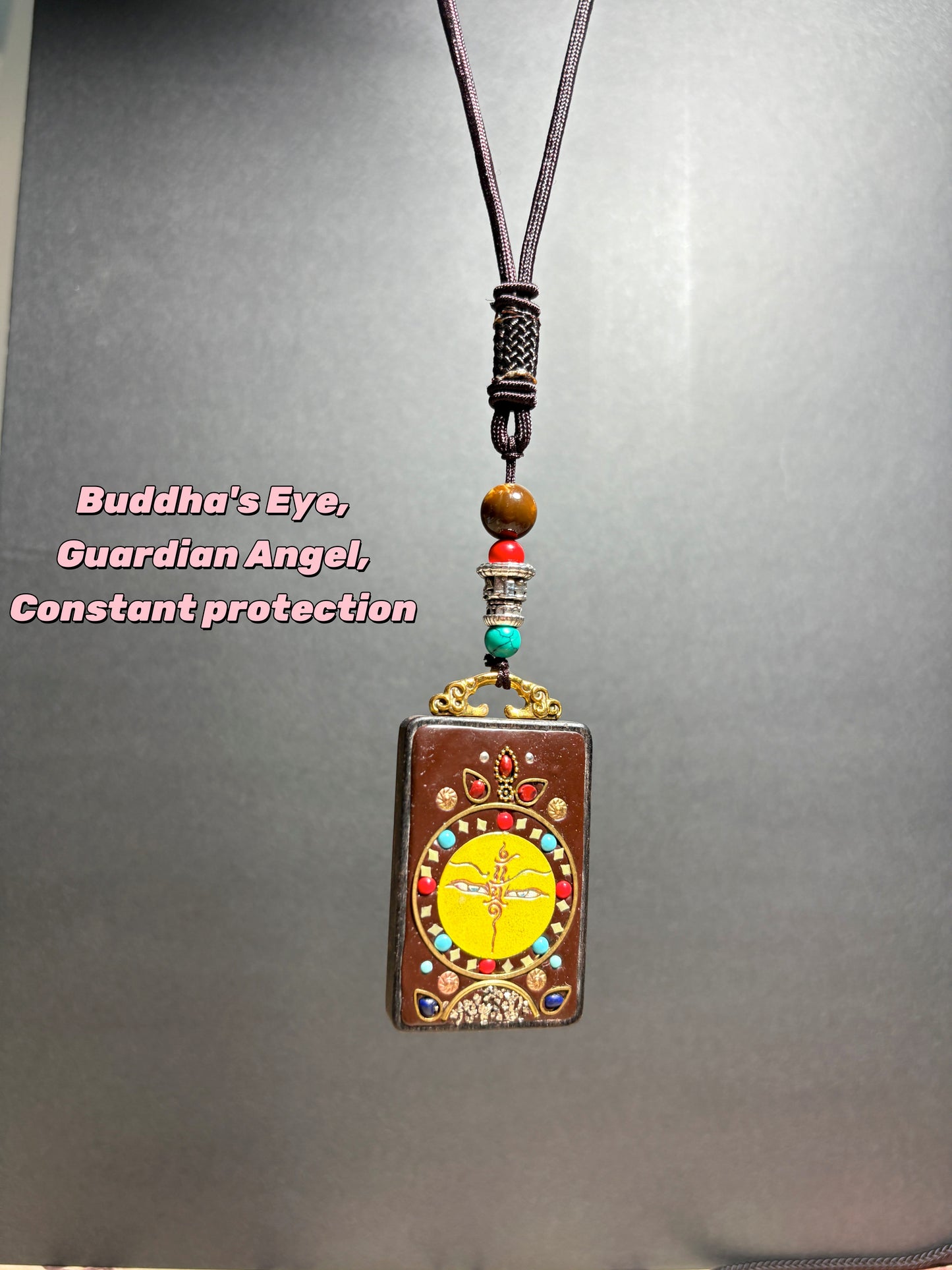 Thangka Pendant with hand-woven,Buddha's Eye,Guardian Angel