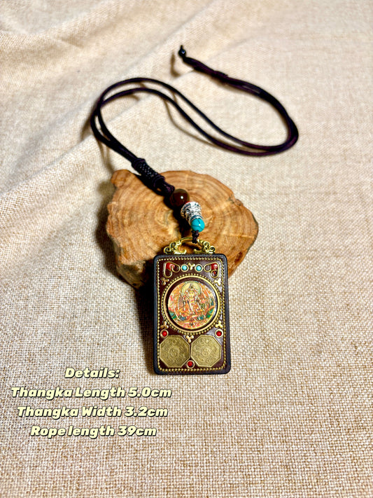 Thangka Pendant with hand-woven,Manjushri,Give wisdom,Success in your studies and works