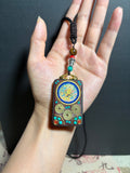 Thangka Pendant with hand-woven,Yellow God of Fortune,Guardian of wealth,Prosperous career