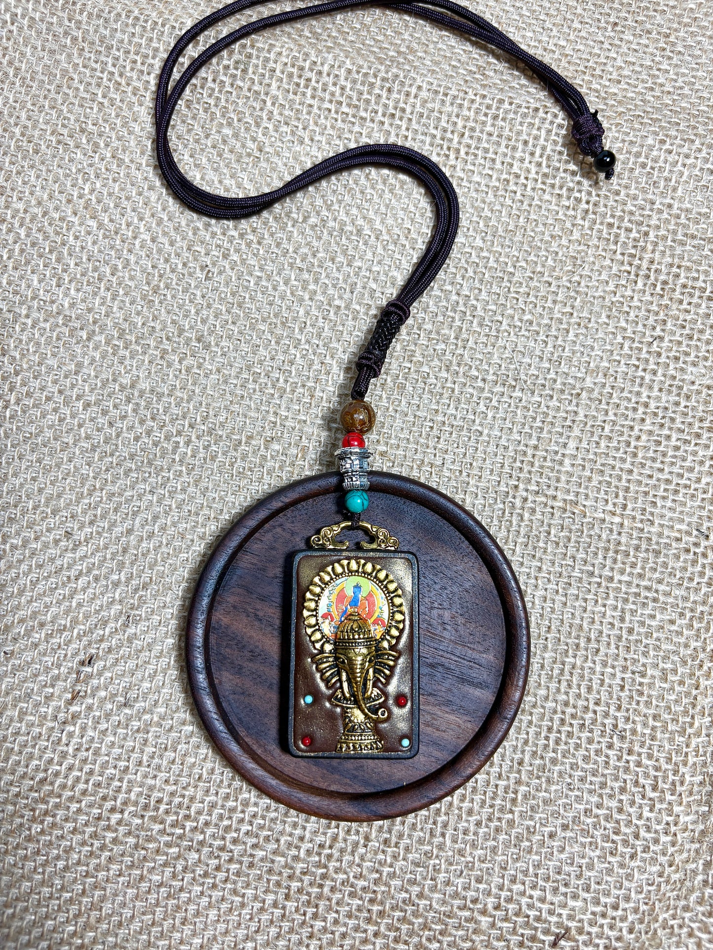 Thangka Pendant with hand-woven,Medicine Buddha,Live a long and healthy life,Free from sickness and disease