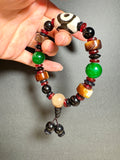 Dzi Bead Tibetan Jewelry Bracelet Three Eyes Spiritual Shield Harmony of Human and Earth and Heaven